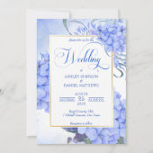 Invitation Bleu hydrangeas élégant mariage à fleurs (Devant)