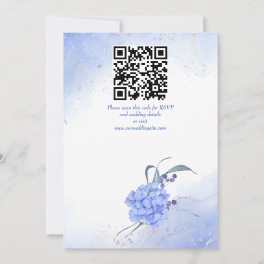 Invitation Bleu hydrangeas élégant mariage à fleurs (Dos)