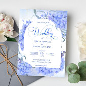 Invitation Bleu hydrangeas élégant mariage à fleurs