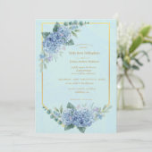 Invitation Bleu Hydrangeas en Mariage cadre en Bleu (Debout devant)