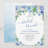 Invitation Bleu Hydrangée Verdure Aquarelle Brunch nuptial (Devant / Derrière)