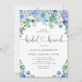 Invitation Bleu Hydrangée Verdure Aquarelle Brunch nuptial (Devant)