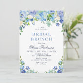 Invitation Bleu Hydrangée Verdure Aquarelle Brunch nuptial (Debout devant)