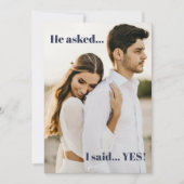 Invitation Bleu Il A Demandé J'Ai Dit Oui Partie Engagement (Devant)