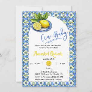 Invitation Bleu Jaune Amalfi Ciao Bébé Lemon Baby Shower