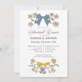Invitation Bleu Jaune Bows Blossom Mariage Dîner de répétitio (Devant)
