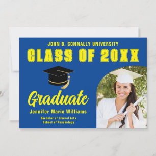 Invitation Bleu Jaune Graduate Photo 2025 Graduation Party
