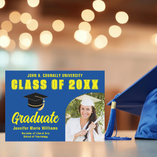 Invitation Bleu Jaune Graduate Photo 2025 Graduation Party