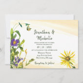 Invitation Bleu Jaune Russe Fleur sauvage Mariage chrétien (Devant)