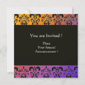 Invitation BLEU JAUNE VIOLET NOIR DAMAS MONOGRAMME Champagne (Dos)