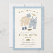 Invitation Bleu Jean Baby shower Denim Vêtements de garçon (Devant)