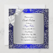 Invitation Bleu Joli diamant arc & étincelle Douce 16 (Dos)