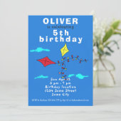 Invitation Bleu Kites dessin Anniversaire de enfant partie In (Debout devant)