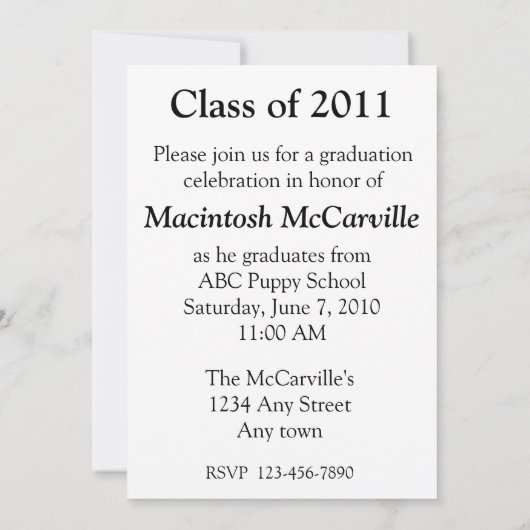 Invitation bleu Kitty (Dos)