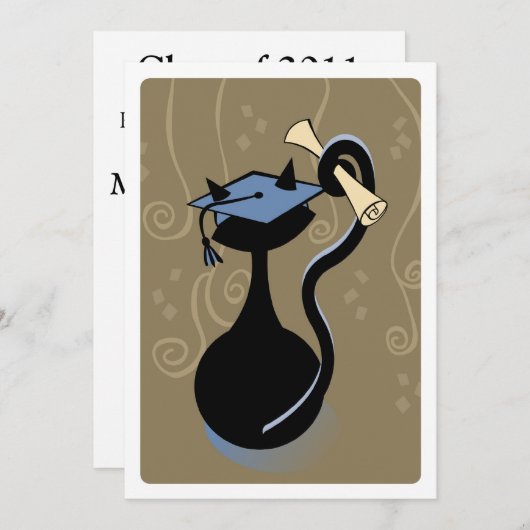 Invitation bleu Kitty (Devant / Derrière)