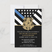 Invitation Bleu Léger Drapeau Police Parti de retraite (Devant)