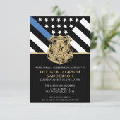 Invitation Bleu Léger Drapeau Police Parti de retraite (Debout devant)