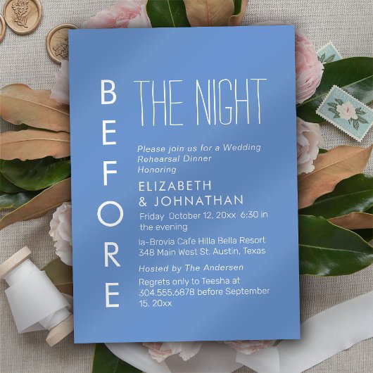 Invitation Bleu Léger Minimal La Nuit Avant L'Invitation