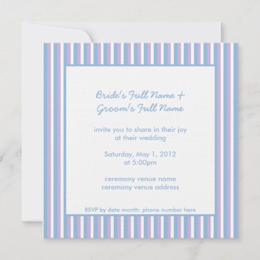 Invitation Bleu Lilac Blancs Blancs Bleu bleu Mariage (Devant)