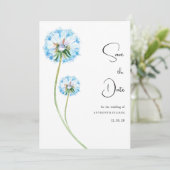 Invitation Bleu lilas vert dandelion floral Enregistrer la da (Debout devant)