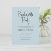 Invitation Bleu Lin Simple Noir Script Bachelorette (Debout devant)