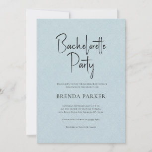 Invitation Bleu Lin Simple Noir Script Bachelorette