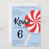 Invitation Bleu Lollipop Boy Anniversaire de enfant Party Inv (Devant)