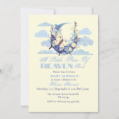 Invitation Bleu Lune Petit morceau du ciel envoyé Baby shower (Devant)