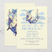 Invitation Bleu Lune Petit morceau du ciel envoyé Baby shower (Devant / Derrière)