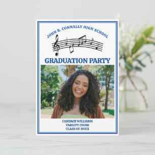 Invitation Bleu Lycée Chorale Photo Graduation Party