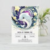 Invitation Bleu magique sous la mer Dauphin Anniversaire (Debout devant)