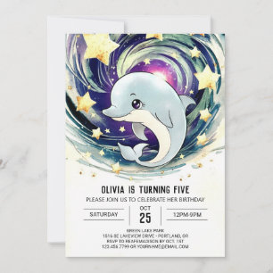 Invitation Bleu magique sous la mer Dauphin Anniversaire