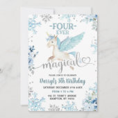 Invitation Bleu Magique Unicorne hiver 4ever Anniversaire (Devant)
