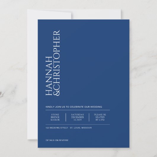 Invitation Bleu magnifique avec Mariage de code QR (Devant)