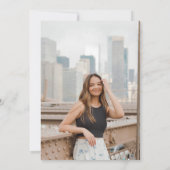 Invitation Bleu Main Tirée Bow Photo Party Graduation (Dos)