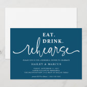 Invitation Bleu Manger Boire Répétition Dîner De Répétition (Devant / Derrière)