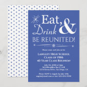 Invitation Bleu Manger Boire Reunionnais Classe Retro Réunion (Devant / Derrière)
