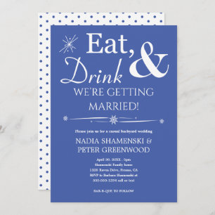 Invitation Bleu Manger Boisson Se Marier Mariage Décontracté
