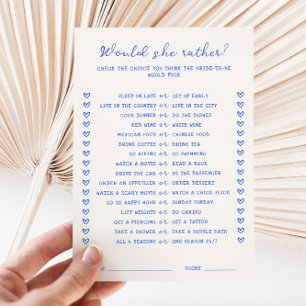 Invitation Bleu manuscrit Voudrait-elle plutôt Game Card