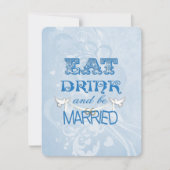 Invitation Bleu mariage avec colombes (Devant)