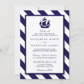 Invitation Bleu Mariage de navire marine (Devant)