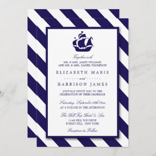 Invitation Bleu Mariage de navire marine