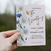 Invitation Bleu Mariage Floral
