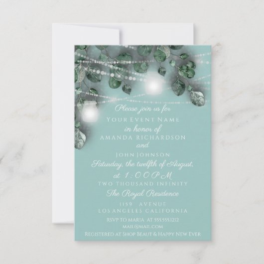 Invitation Bleu mariage Jars bleu rustique (Devant)