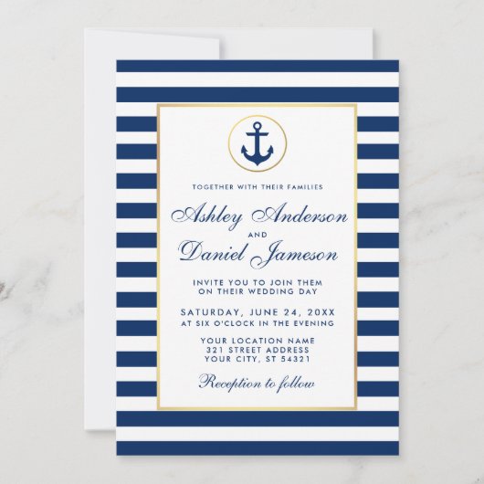 Invitation Bleu Mariage Nautique B (Devant)