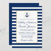 Invitation Bleu Mariage Nautique B (Devant / Derrière)
