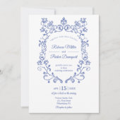 Invitation Bleu Mariage photo qr code sur le dos (Devant)