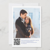 Invitation Bleu Mariage photo qr code sur le dos (Dos)
