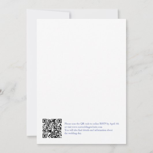 Invitation Bleu Mariage photo qr code sur le dos (Dos)