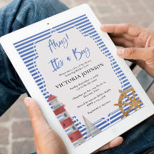 Bleu Marin Ahoy C'est un Garçon Baby Shower